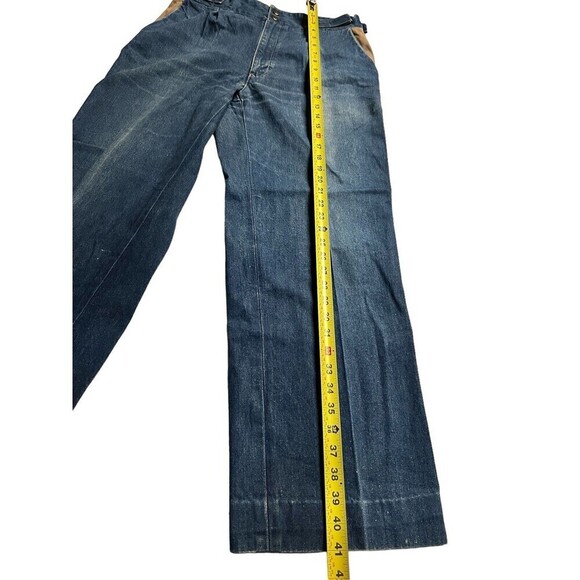 Vintage Rare Saint Laurent Sport 100% Cotton Wide Leg Jeans Size 33 Button Logos - Picture 10 of 16